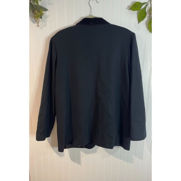 Sag Harbor Womens Black Wool Blazer Size 14 Velvet Collar Lining - Picture 2 of 13